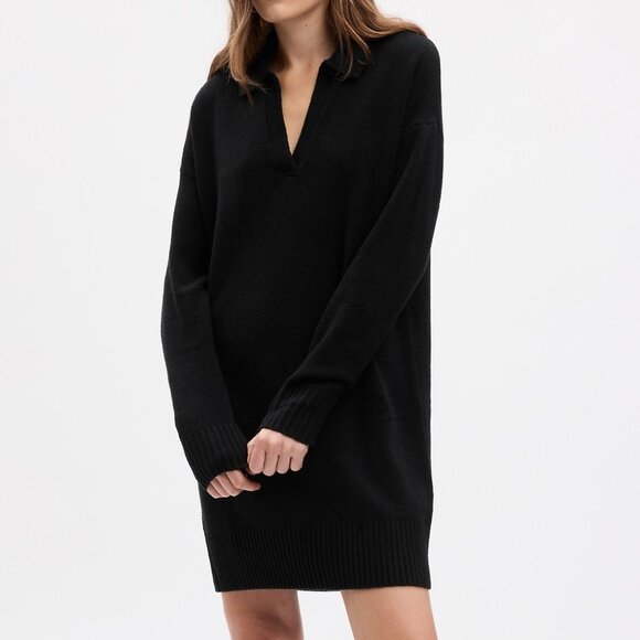 GAP CashSoft Mini Polo Dress, Black, Size M - Picture 1 of 6
